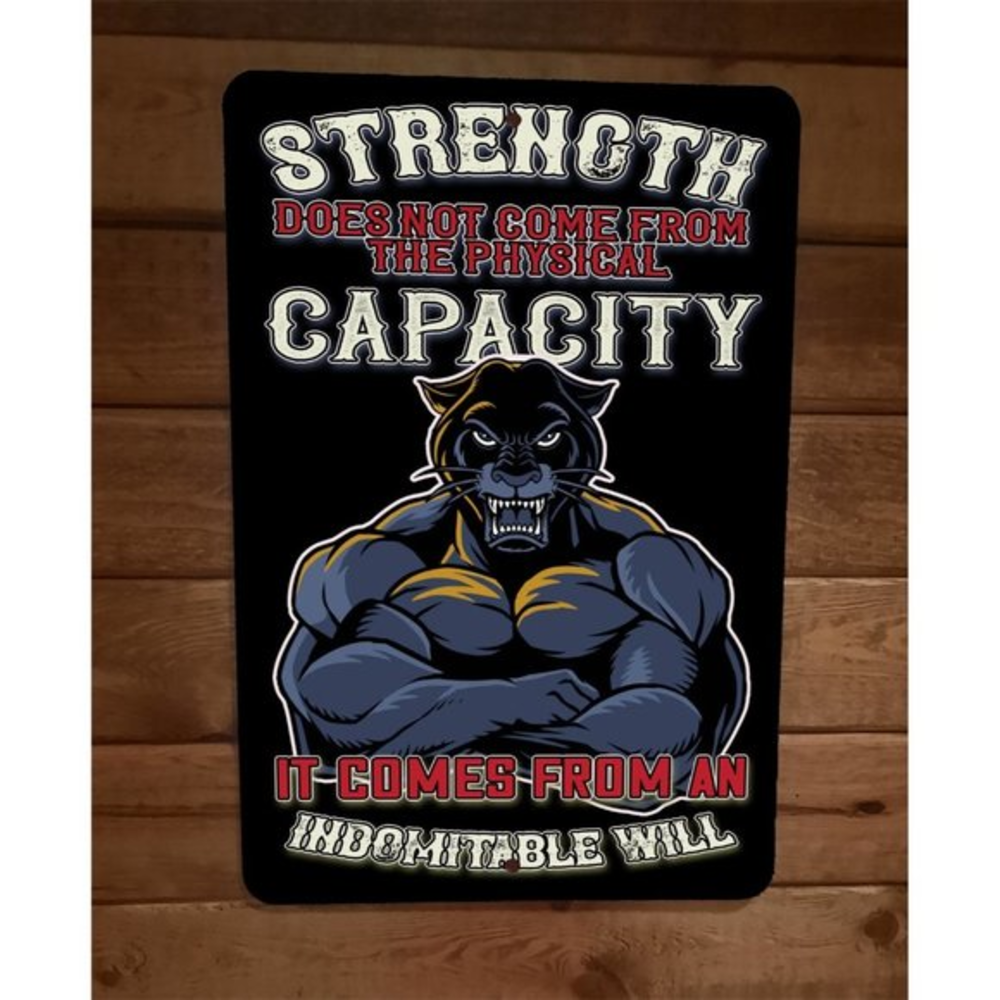 Strength Does Not Come From Black Panther Exercise Motivation 8x12‎ Wall Sign